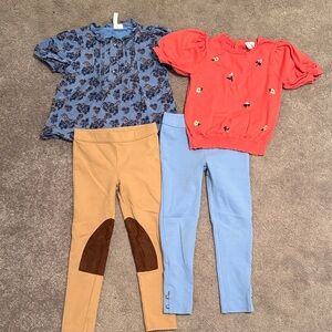 Janie and Jack Blue and Tan Leggings Set